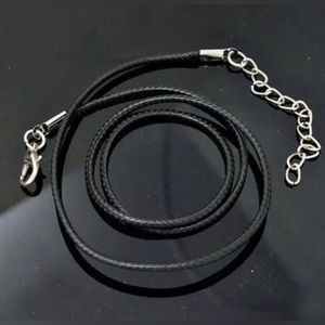 Black Leather Soft Cord Necklace 18-20” Adjustable Length Silver Lobster Clasp